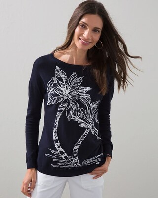 Jacquard Palm Tree Pullover