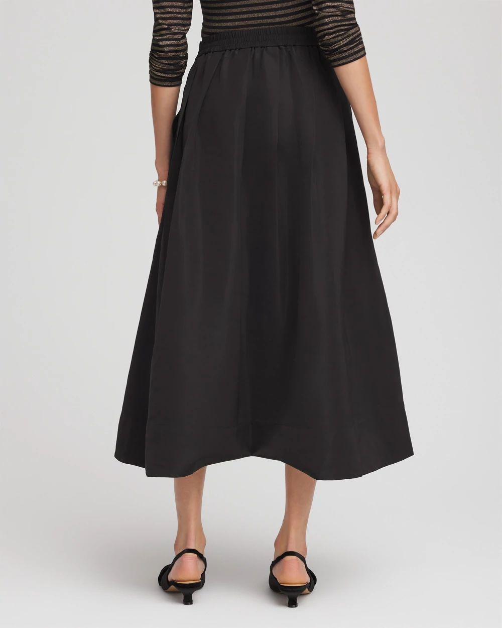 Pleated Taffeta Maxi Skirt