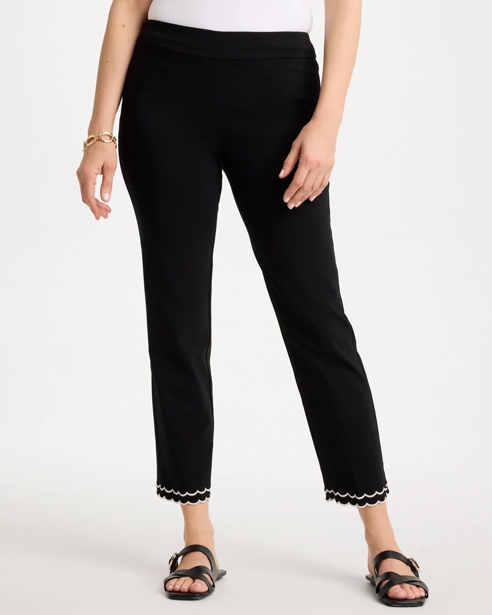 Petite Contrast Scallop Brigitte™ Slim Crop Pant