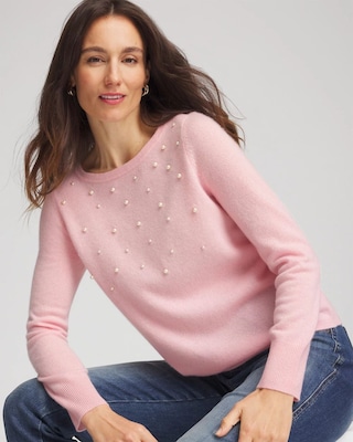 Embellished Cashmere Pullover Sweater click to view larger image.