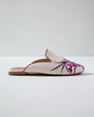 Embroidered Floral Mules
