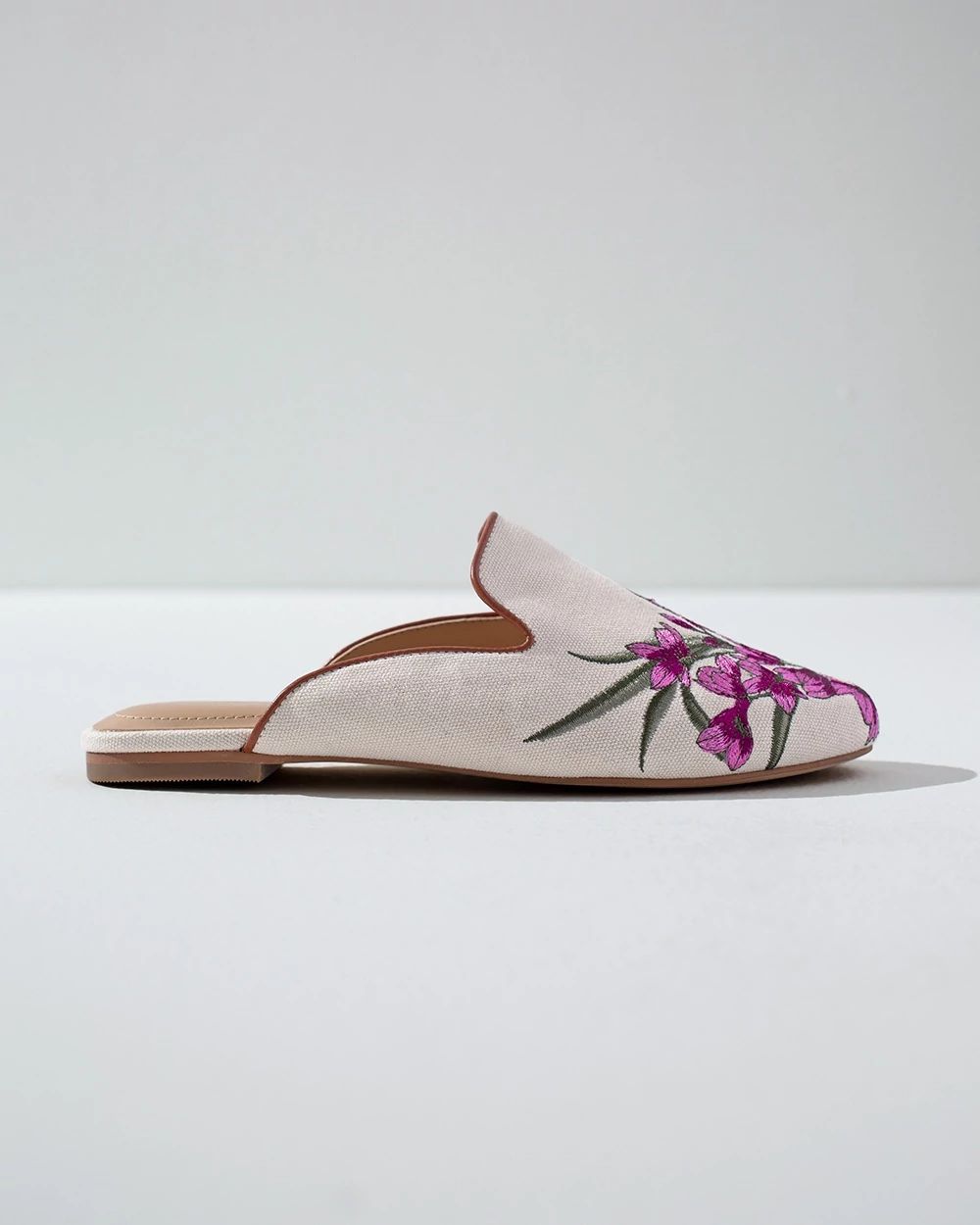 Embroidered Floral Mules