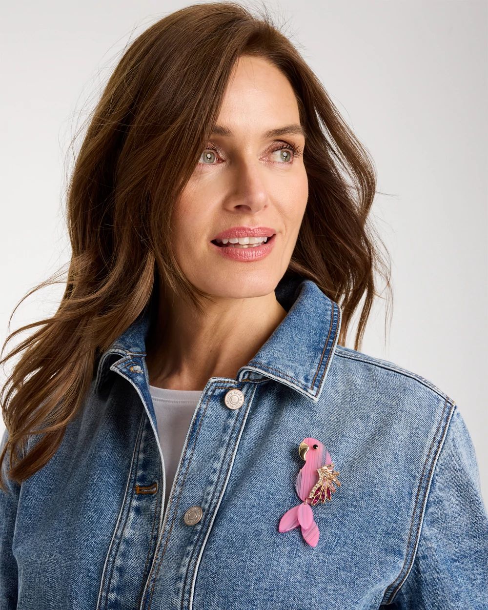 Chic Pink Parrot Brooch click to view larger image.