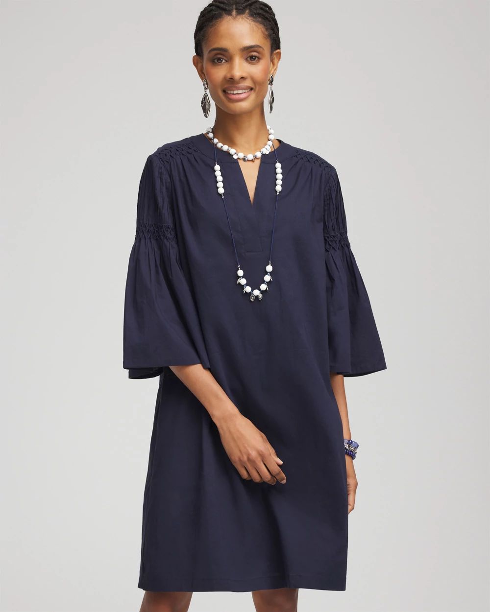 Cotton Voile Bell Sleeved Dress
