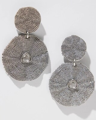 Silver-Tone Textured Drop Earrings