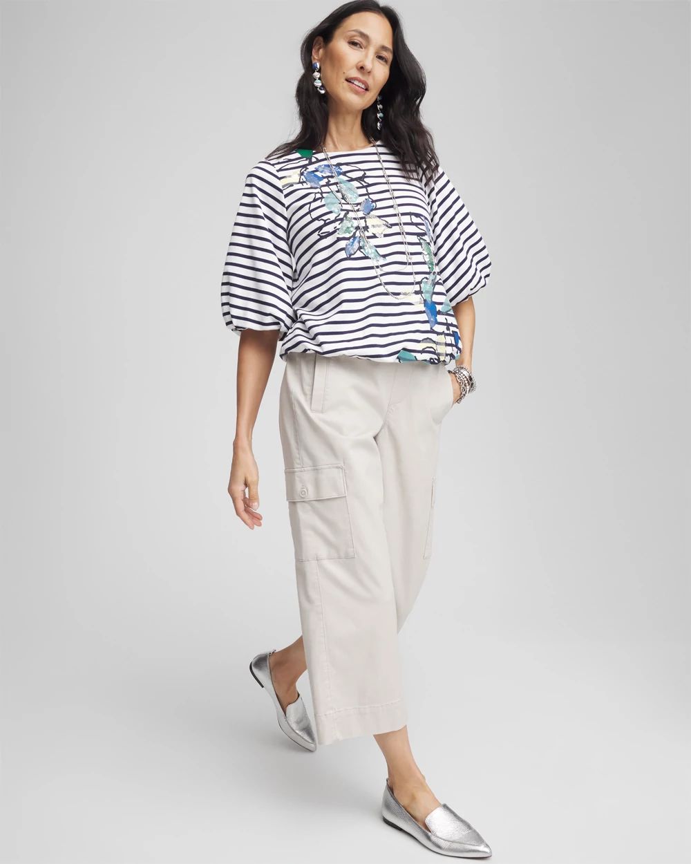 Cargo Straight Leg Cropped Pants click to view larger image.