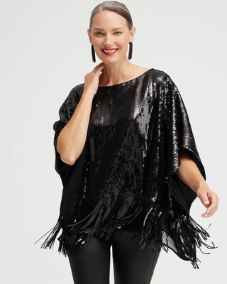 Sequin Fringe Poncho