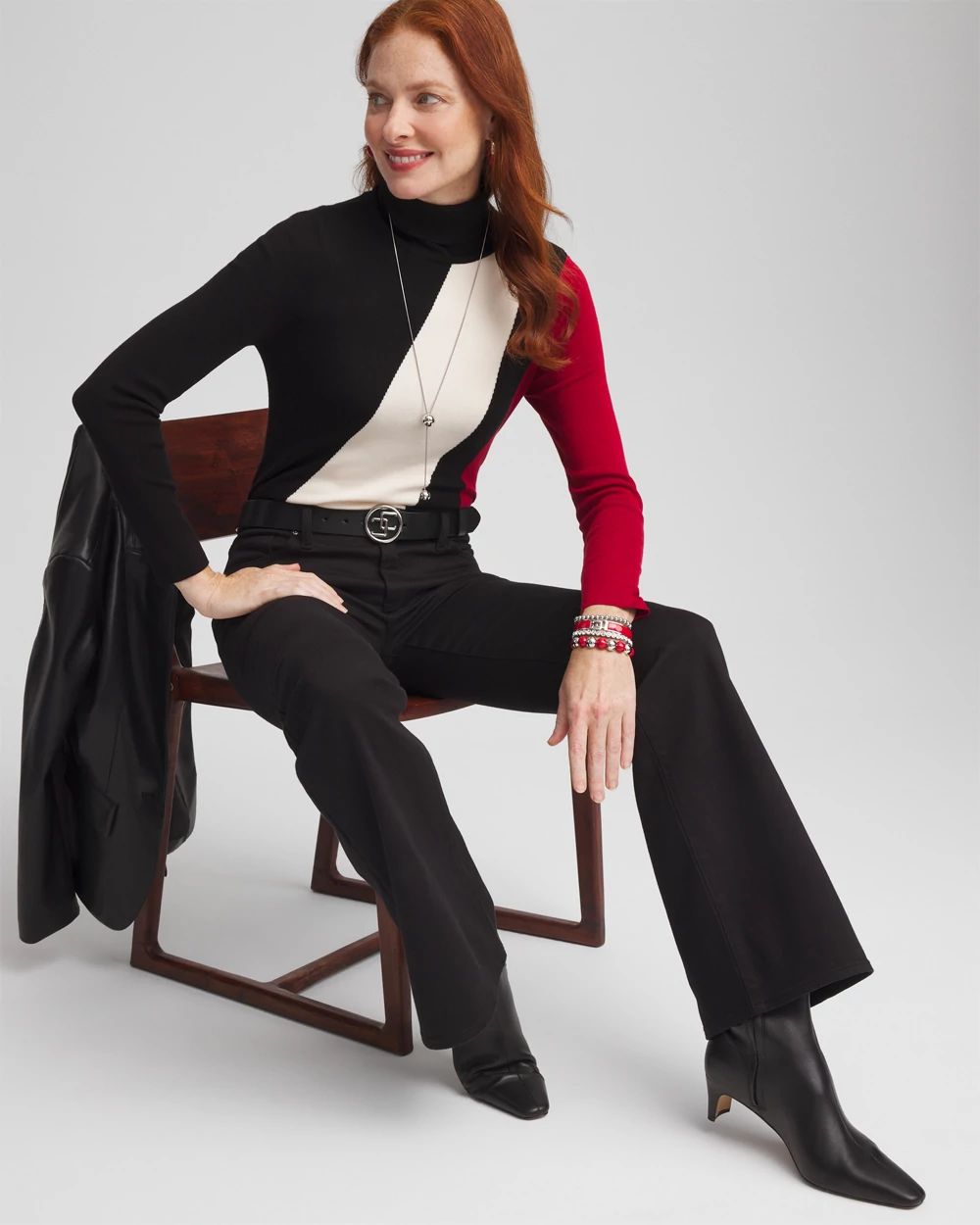 ECOVERO™ Colorblock Turtleneck Sweater