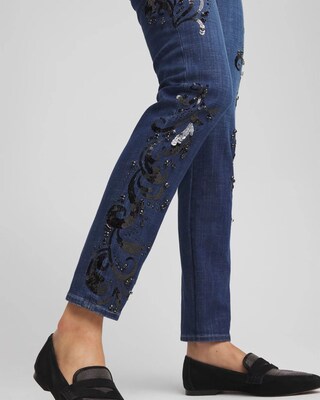 So Slimming® Girlfriend Embroidered Ankle Jeans click to view larger image.