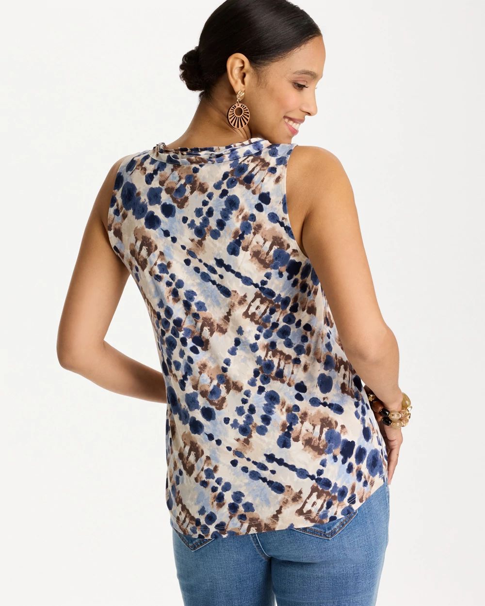 Printed Jersey Satin Tank Top click to view larger image.