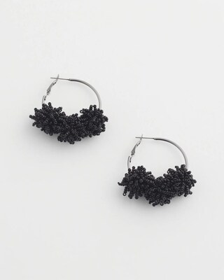 No Droop™ Black Seed Bead Cluster Earrings