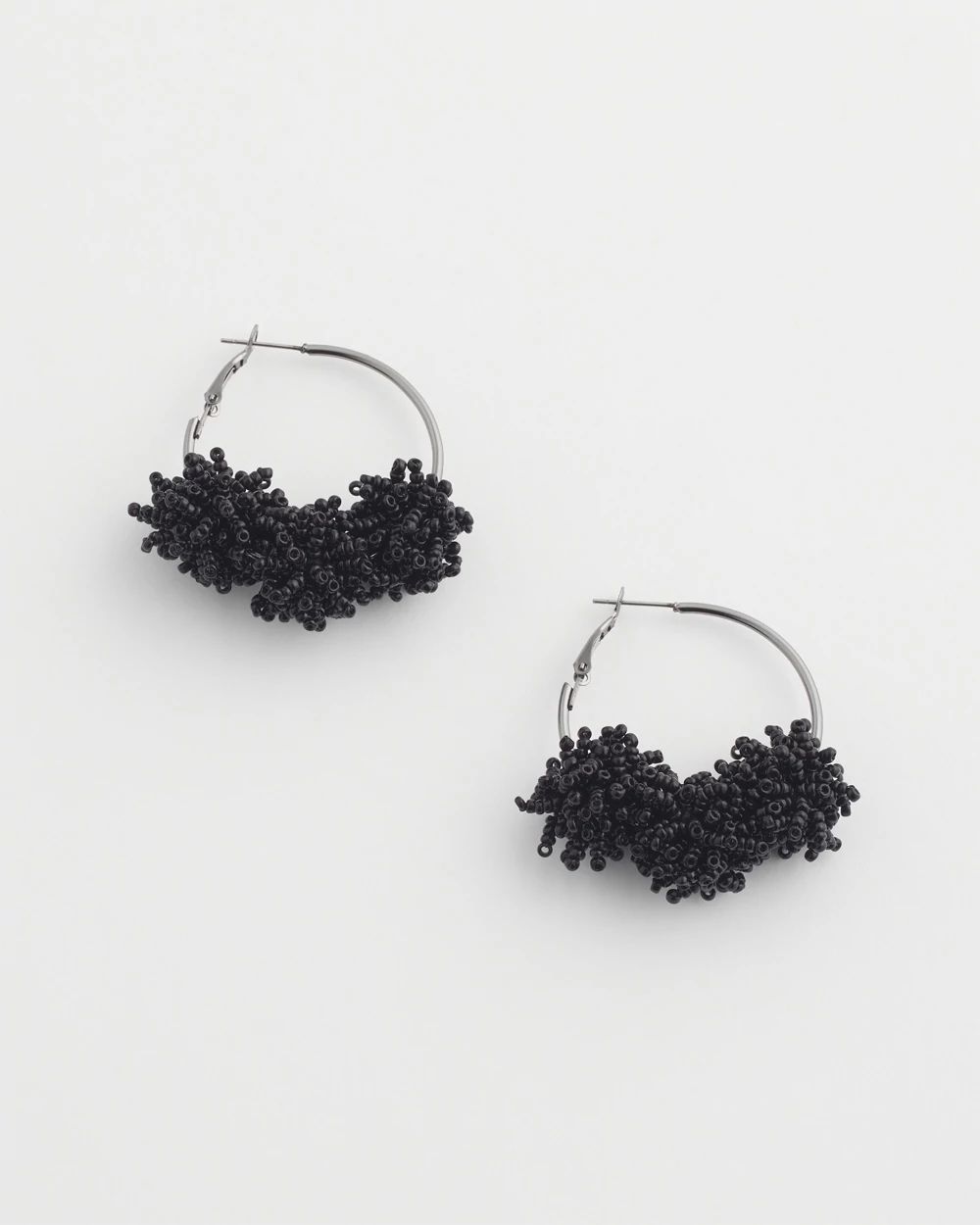 No Droop™ Black Seed Bead Cluster Earrings