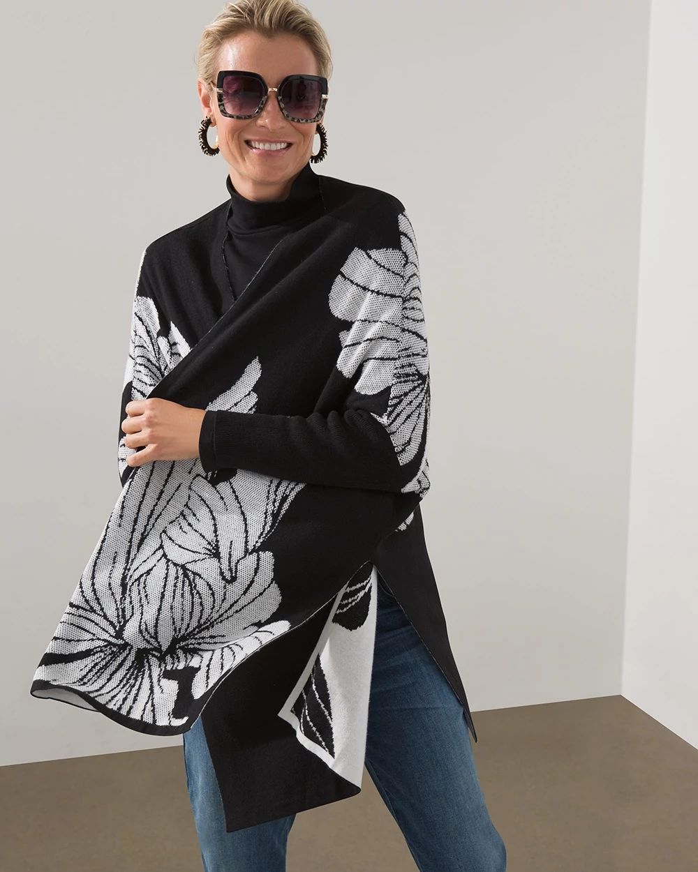 Jacquard Sweater Ruana