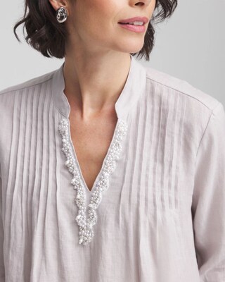 Embellished Linen Kurta Tunic click to view larger image.