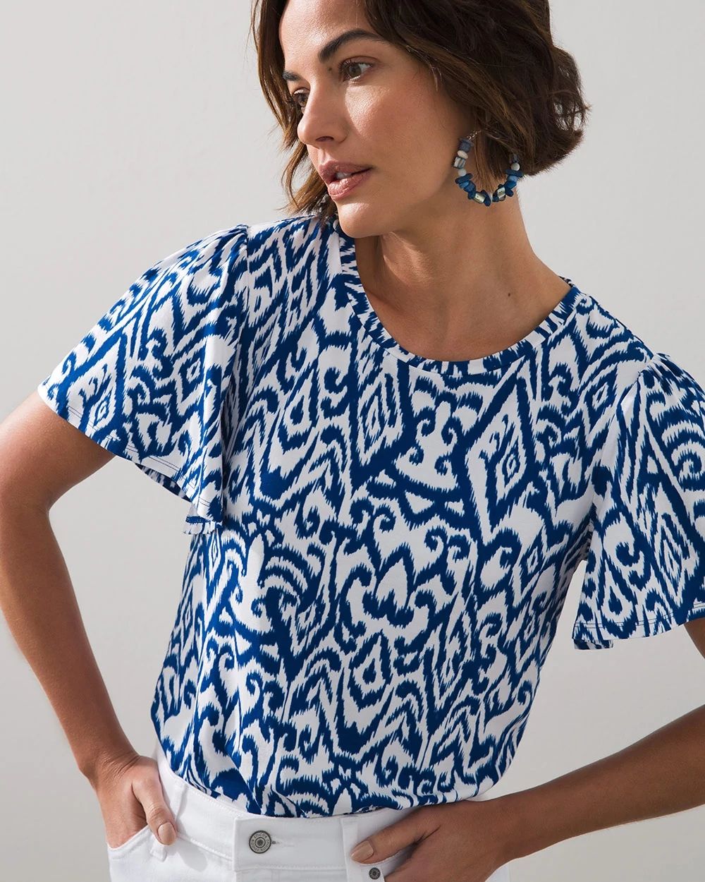 Ikat Flutter Sleeve Tee