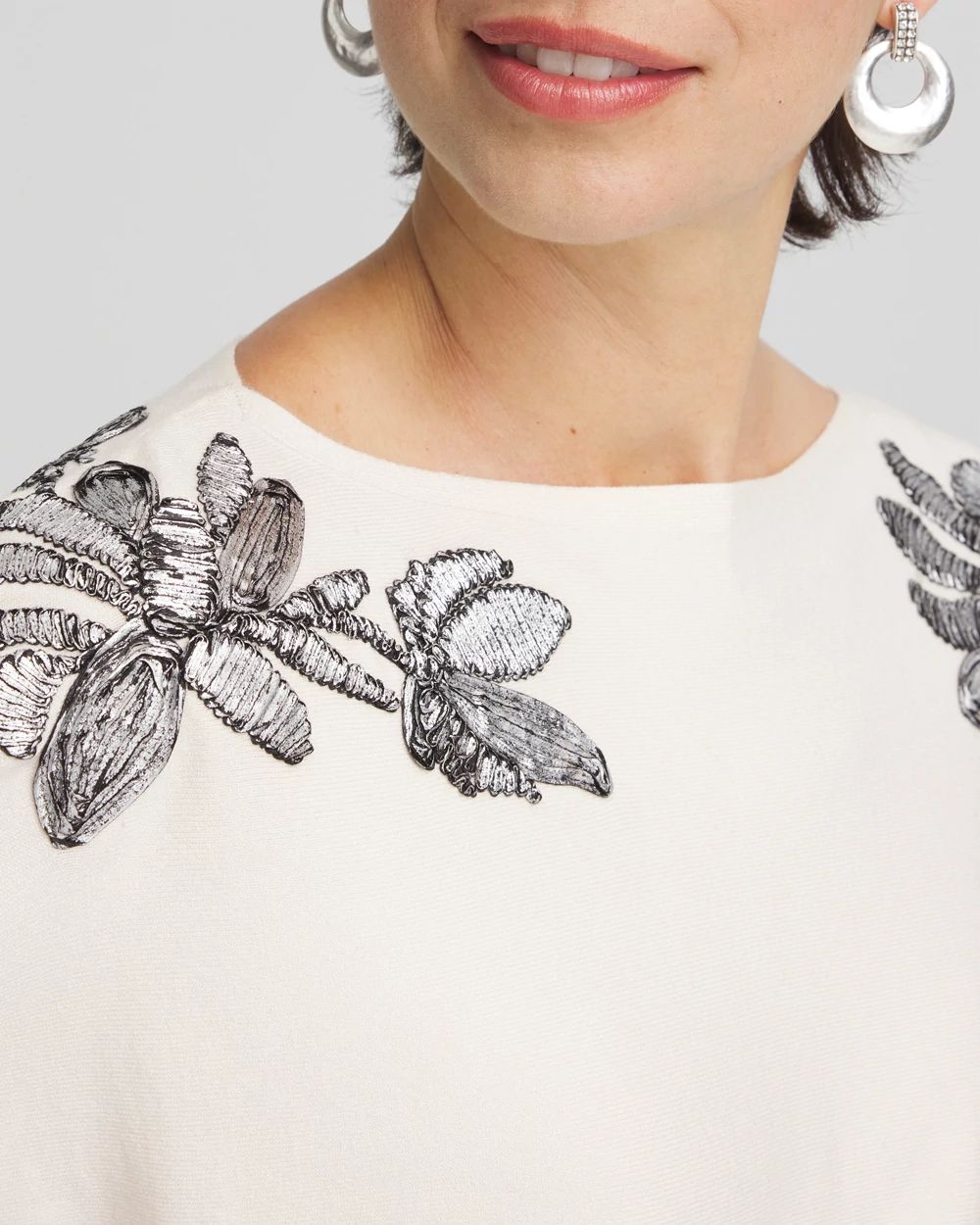Foil Floral Dolman Sleeve Sweater