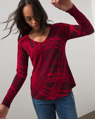 Arched V-neck Pullover Sweater