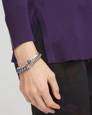 Set of Two Silver Stretch Bracelets