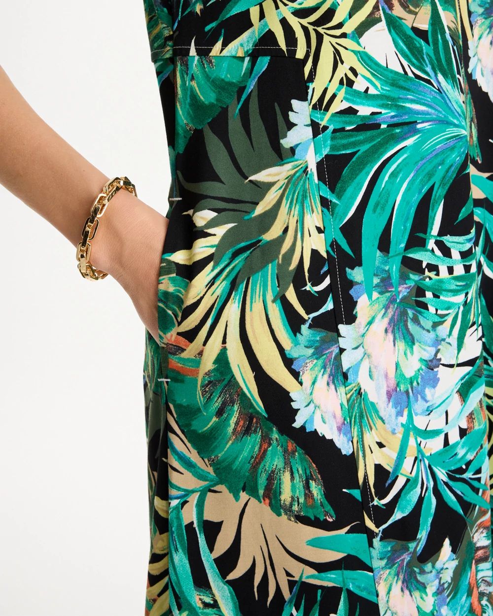 Palm Printed Knit Maxi Dress click to view larger image.