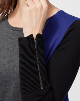 Colorblock Zipper Detail Sweater Tunic click to view larger image.