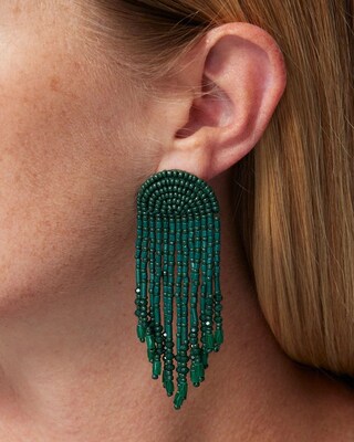 Green Fringe Earrings