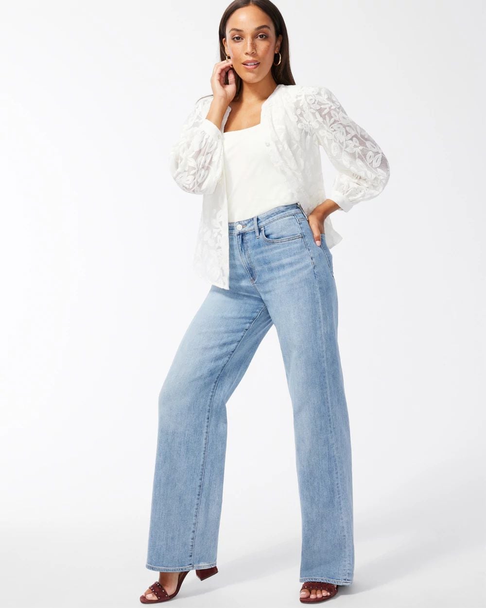 High Rise Wide Leg Jeans click to view larger image.