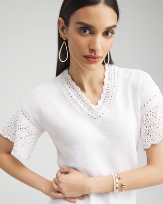 Pointelle Knit Pullover Sweater click to view larger image.