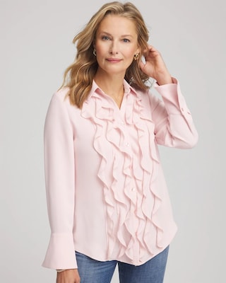 Ruffle-Trim Chiffon Blouse click to view larger image.