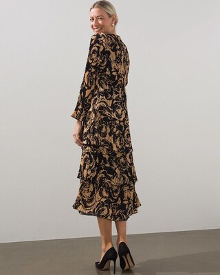 Black Label Floral Pleated Tier Dress