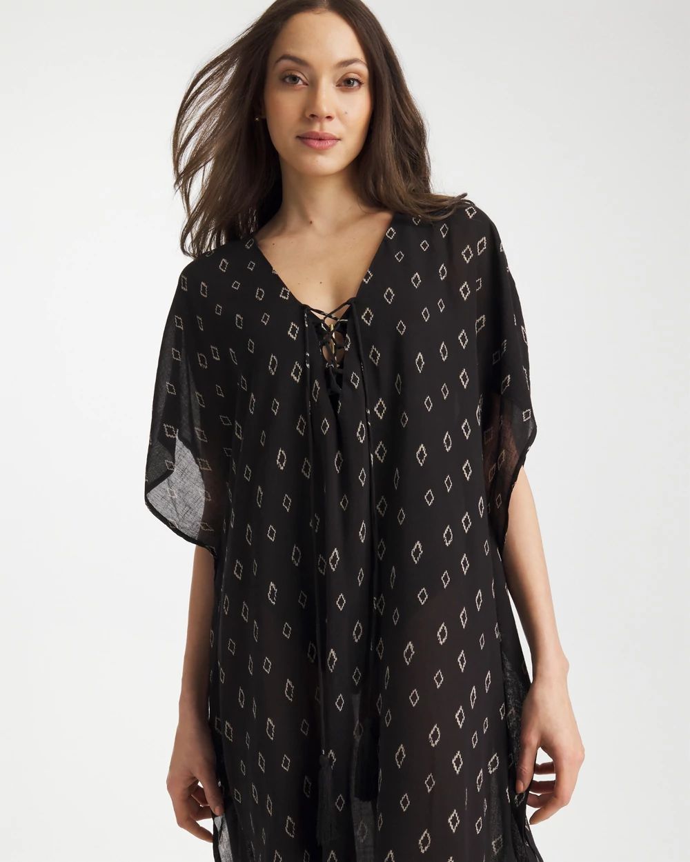 Printed Kaftan Swim Cover-Up click to view larger image.
