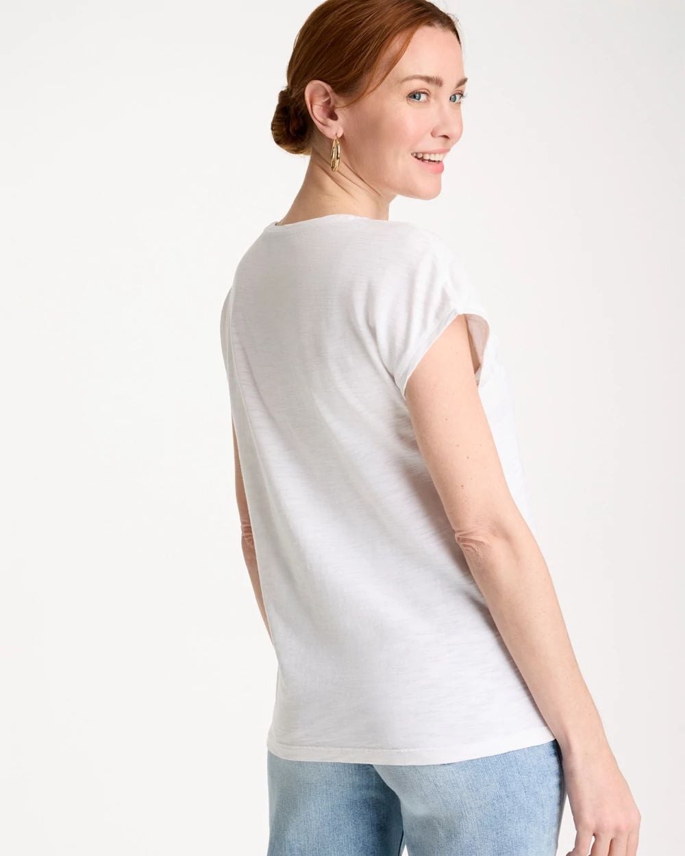 Cotton Slub Embroidered Wedge Tee click to view larger image.