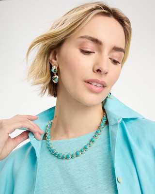 Turquoise Resin Short Necklace click to view larger image.