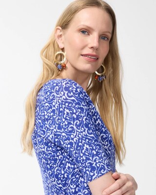 Shirred Back Cool Tile Linen Tee