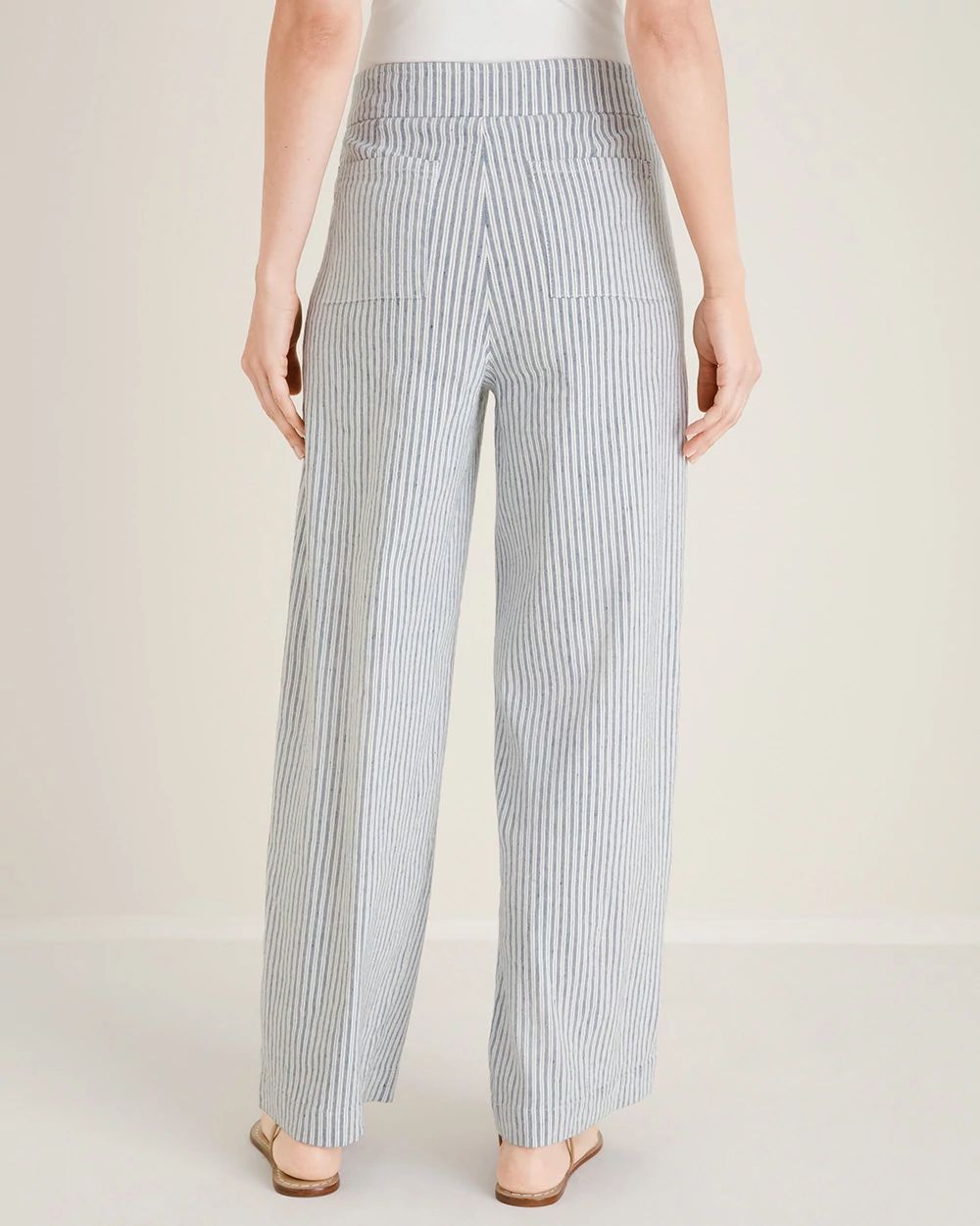 Railroad-Stripe Wide-Leg Pants