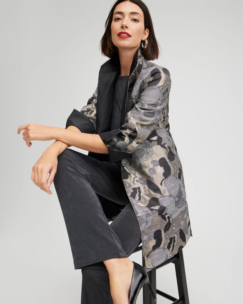 Travelers Collection Floral Jacquard Jacket