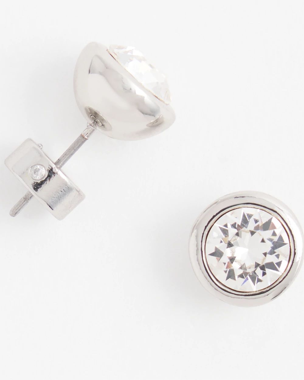 Silver Tone Crystal Stud Earrings