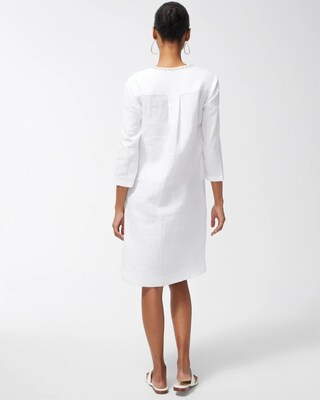 Linen Embellished White Tunic Dress