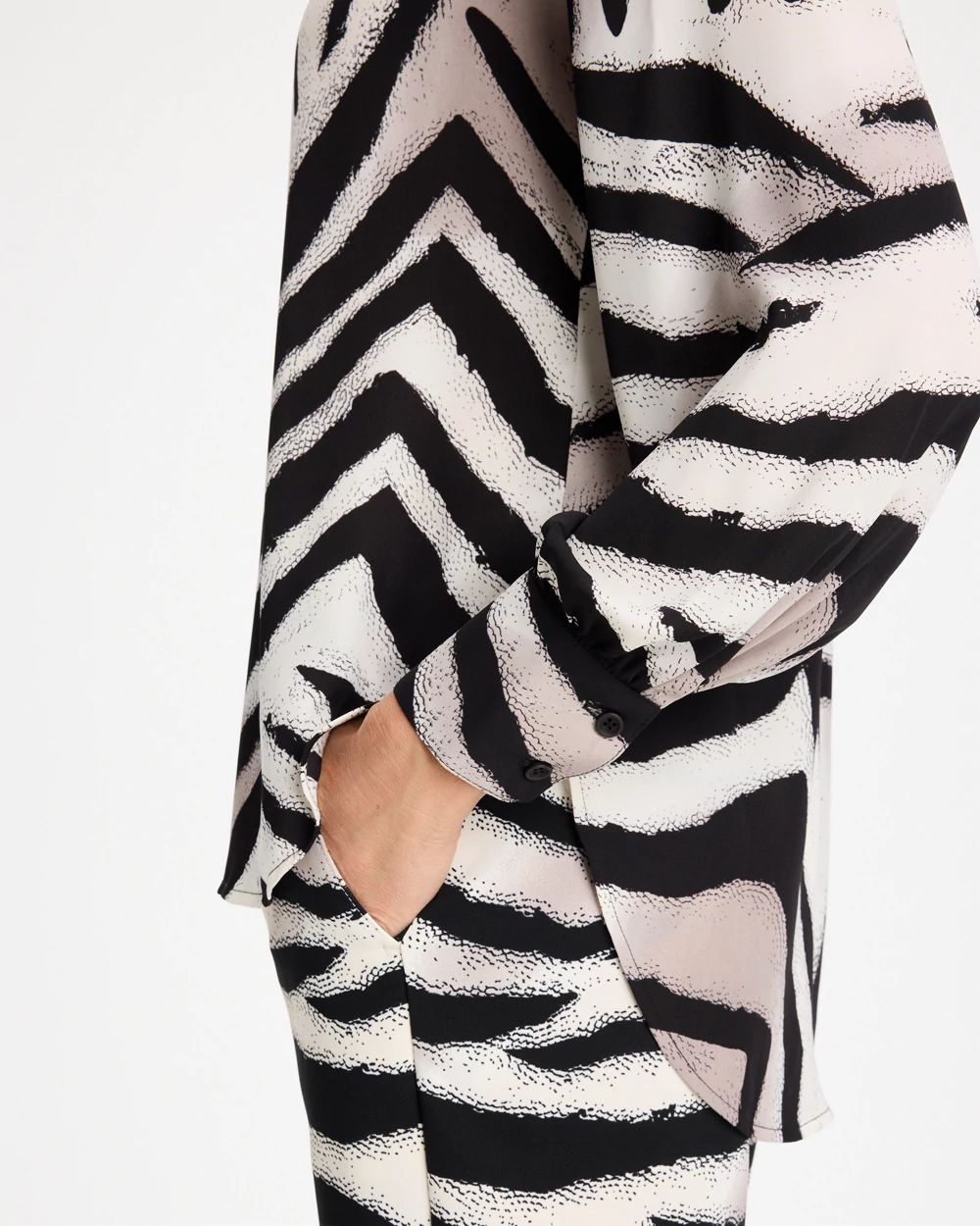 Georgette Zebra Print Collared Shirt click to view larger image.