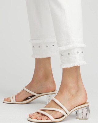 No Stain Embellished Girlfriend Cropped Jeans