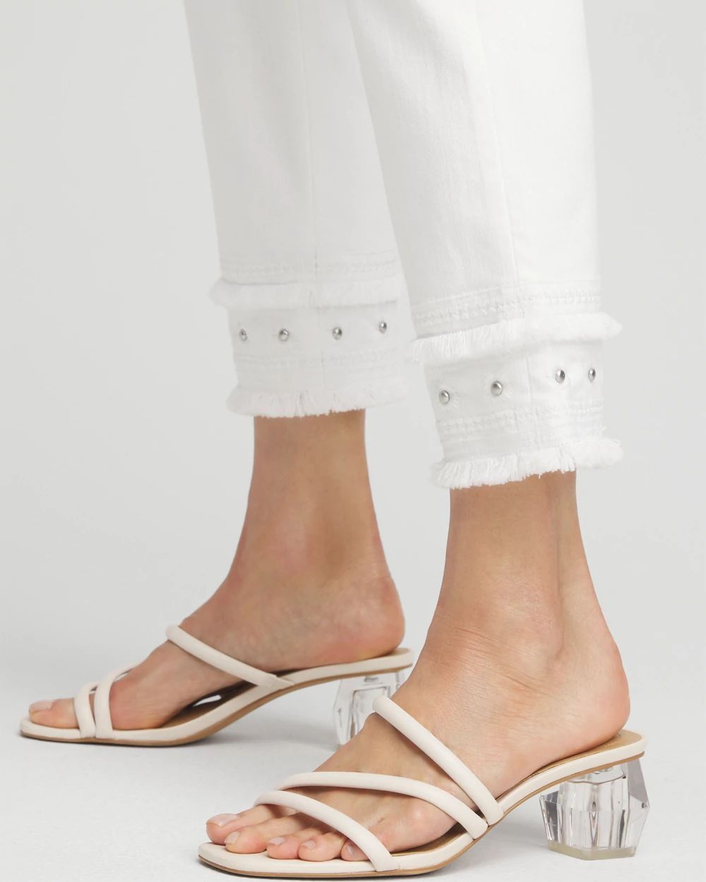 No Stain Embellished Girlfriend Cropped Jeans