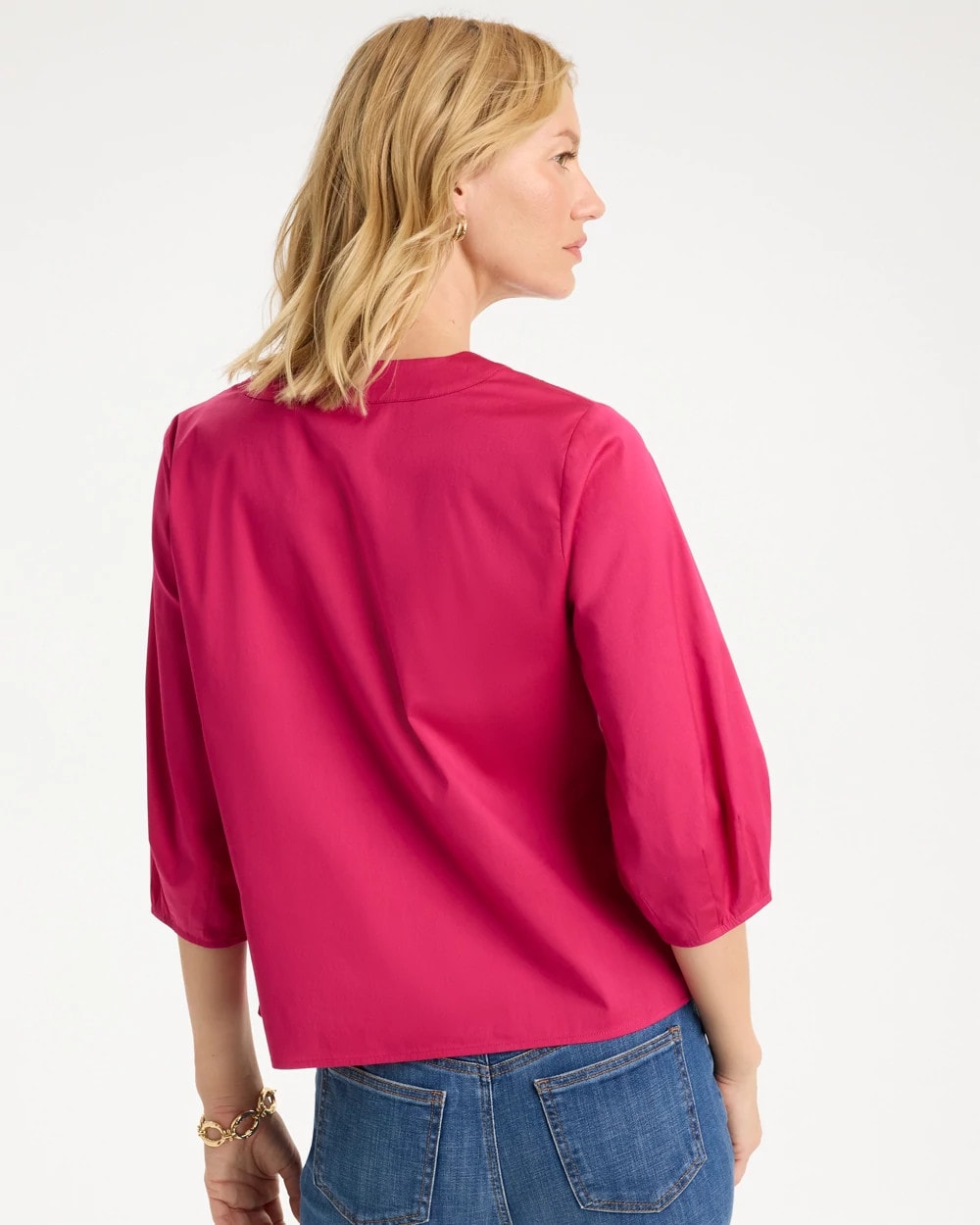 Poplin Cotton 3/4 Sleeve Popover