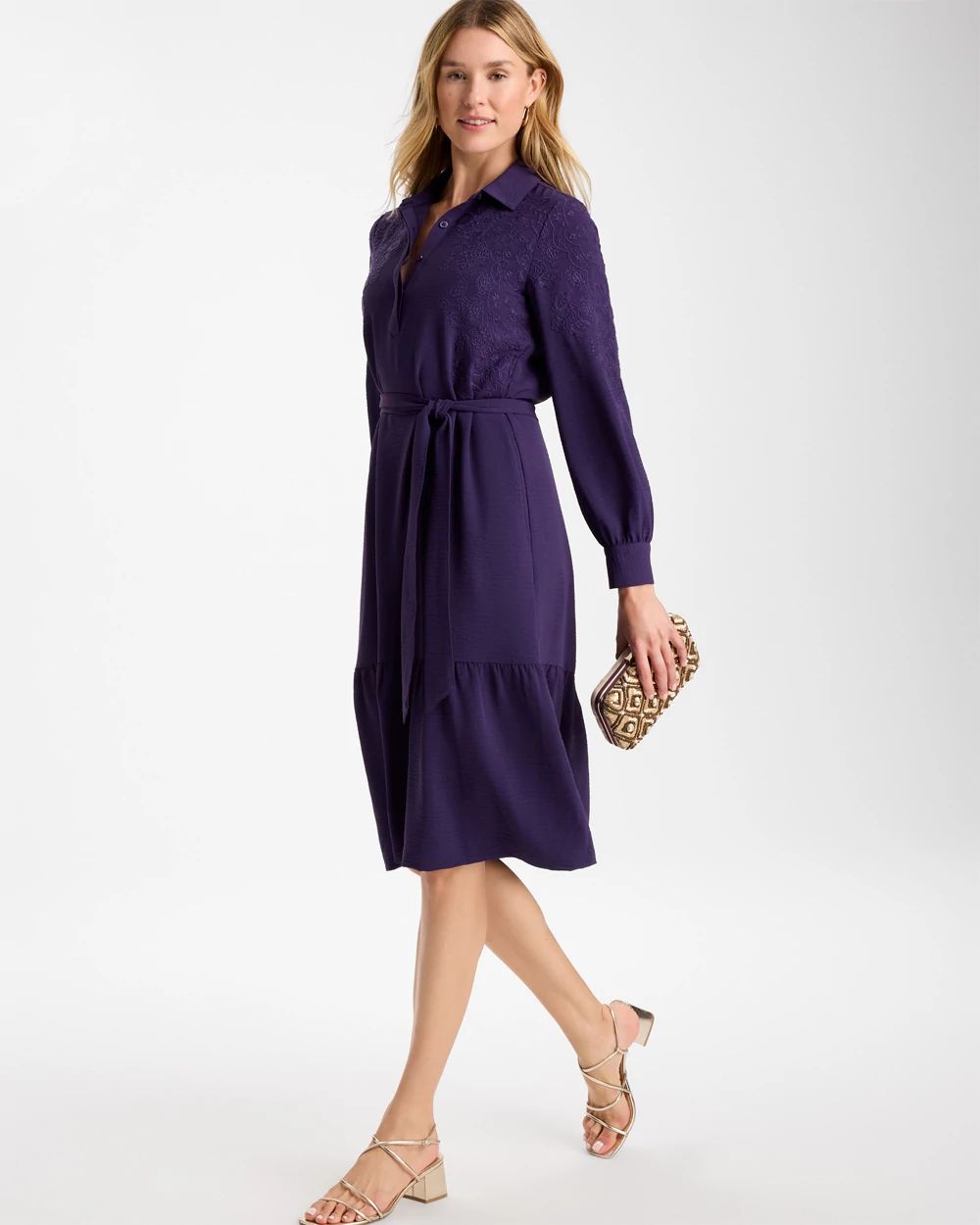 Lace Applique Knee Length Dress click to view larger image.