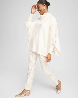 Embellished Cashmere Blend Poncho click to view larger image.