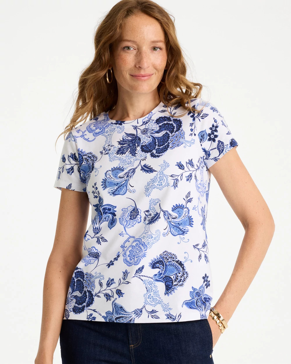Jolene Cotton Stretch Cap Sleeve Tee