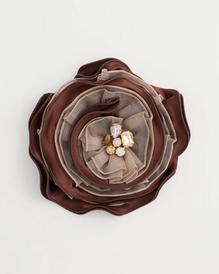 Neutral Bejeweled Flower Brooch