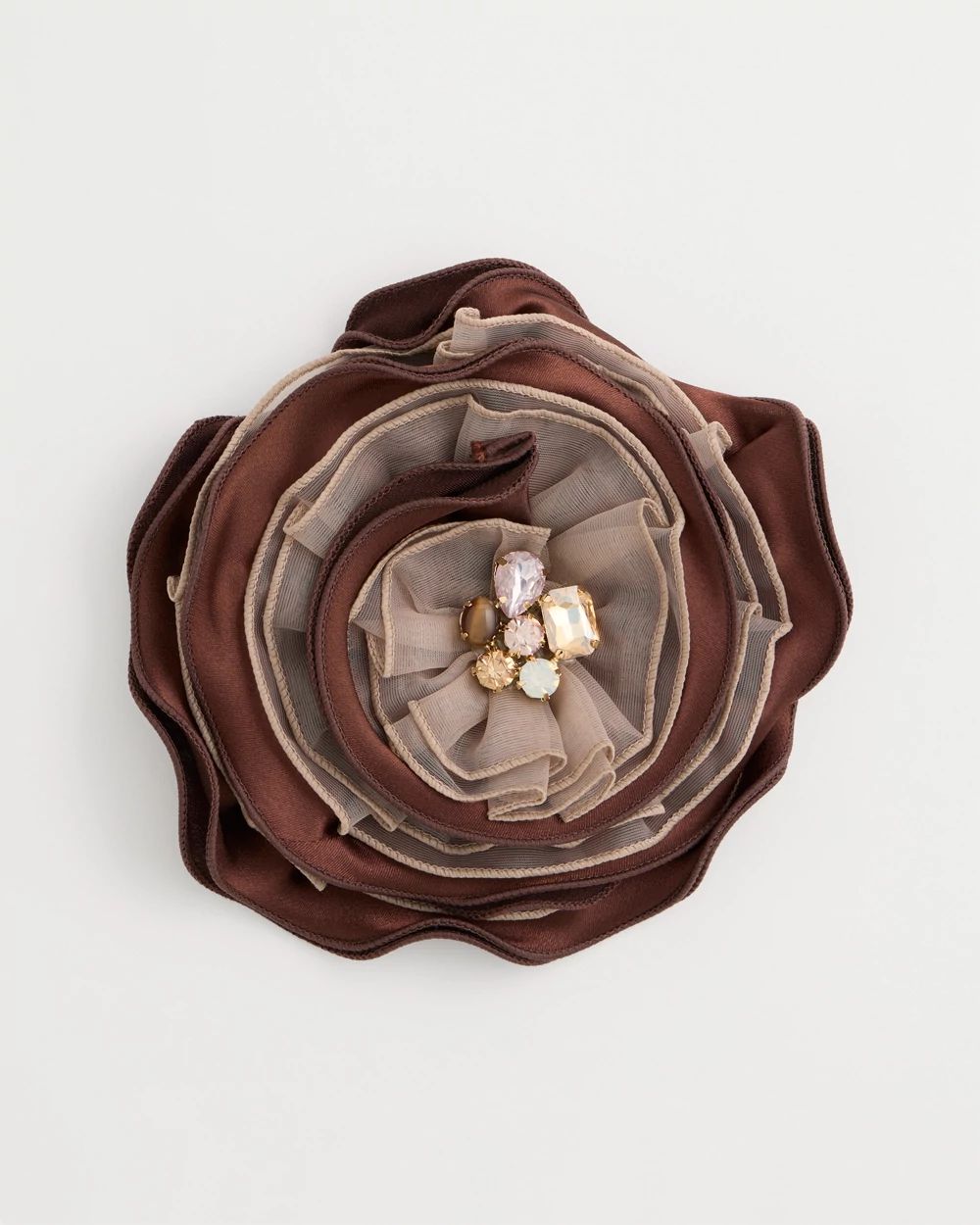 Neutral Bejeweled Flower Brooch