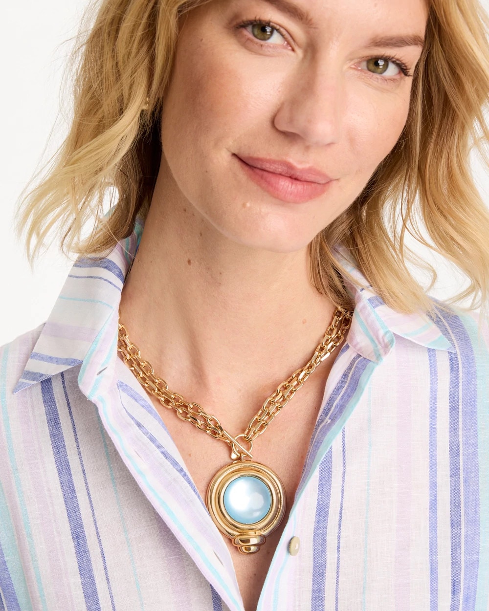 Twice As Nice Aqua Pendant Necklace