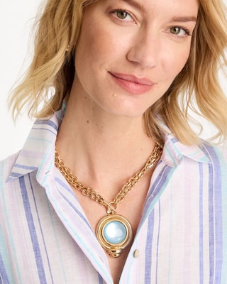 Twice As Nice Aqua Pendant Necklace click to view larger image.