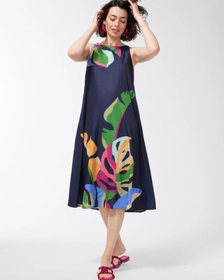 Tie-Back Floral Print Trapeze Dress
