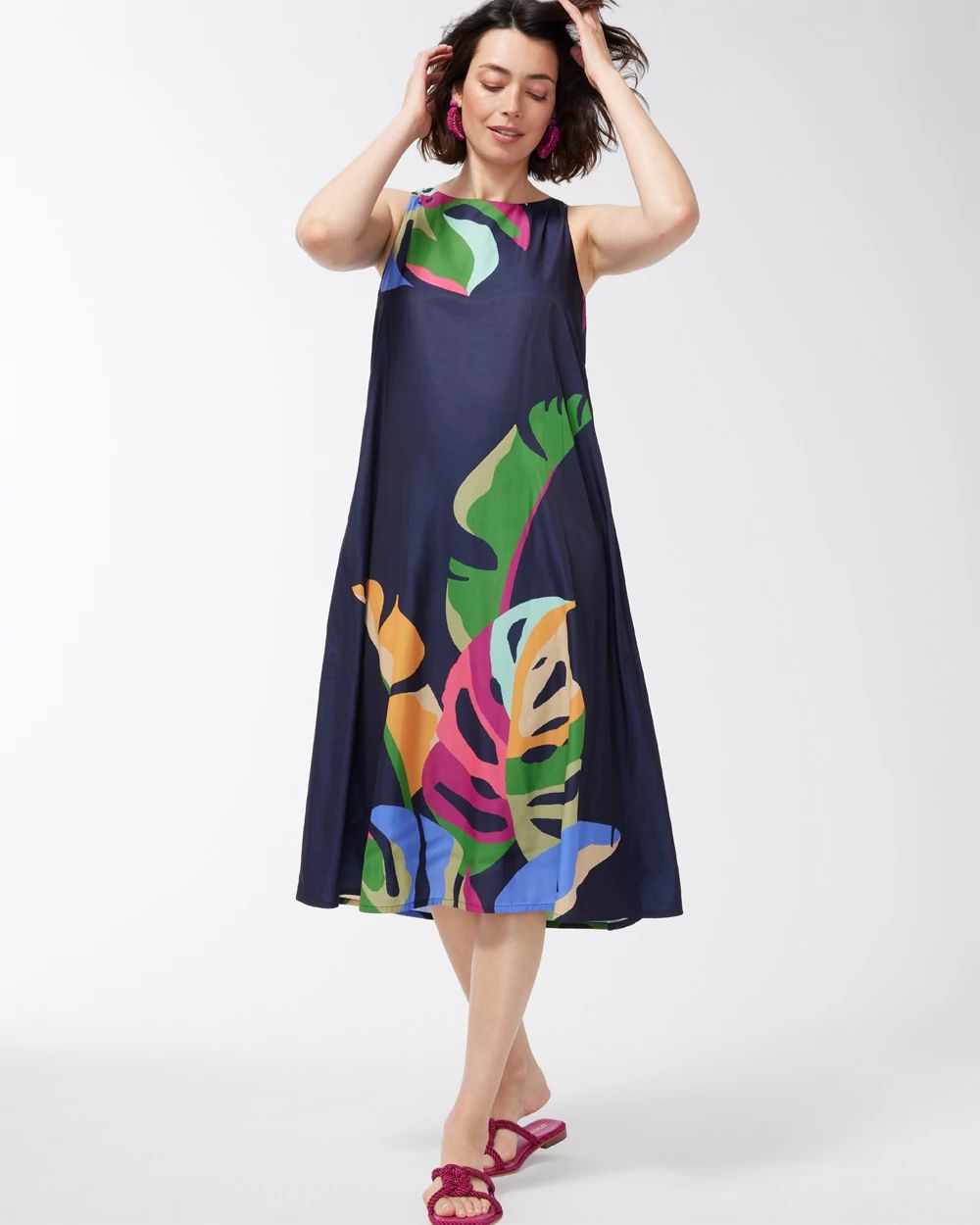 Tie-Back Floral Print Trapeze Dress